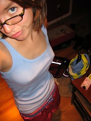 geeky cutie shows feet